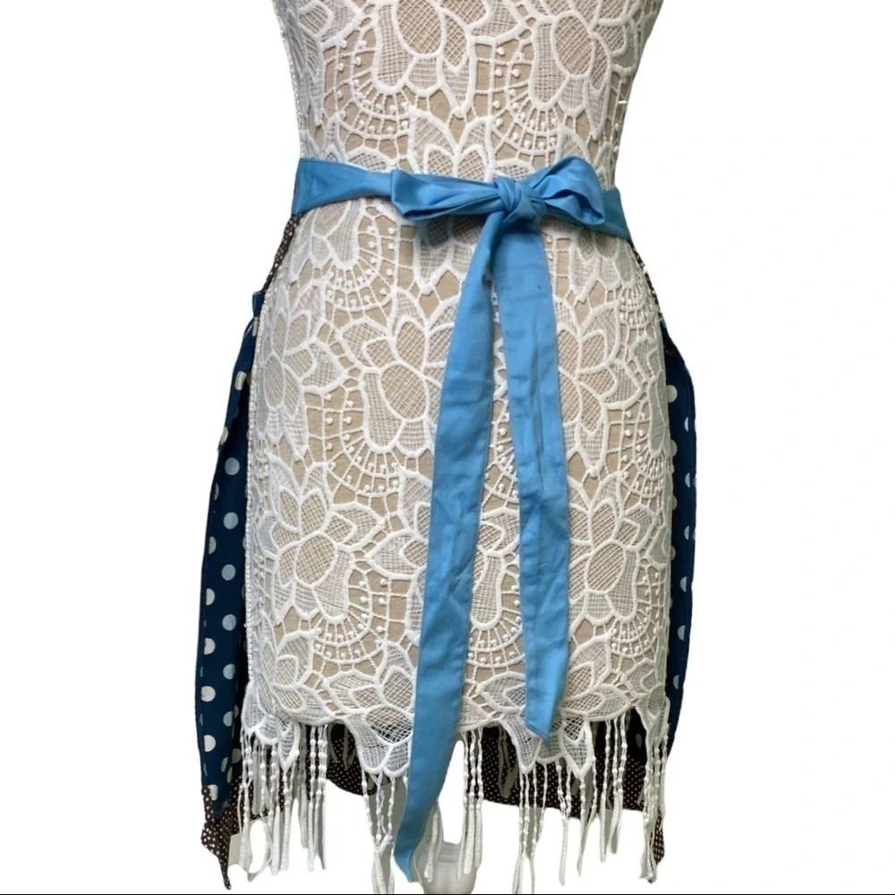 Anthropologie Retro Polka Dot Ruffle Half Apron NWT